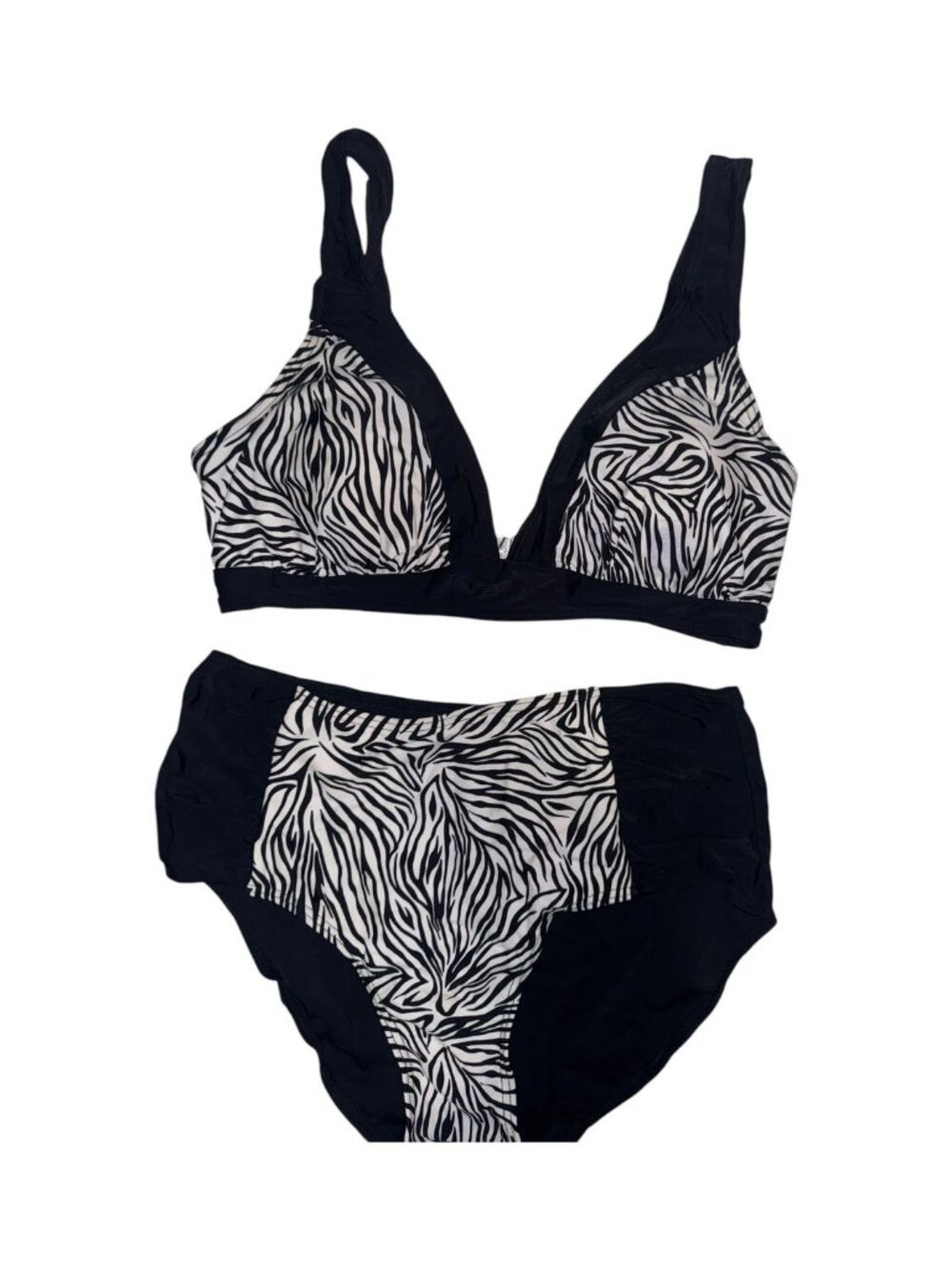 Zebra Print Bikini Top with Padded Cups Large
